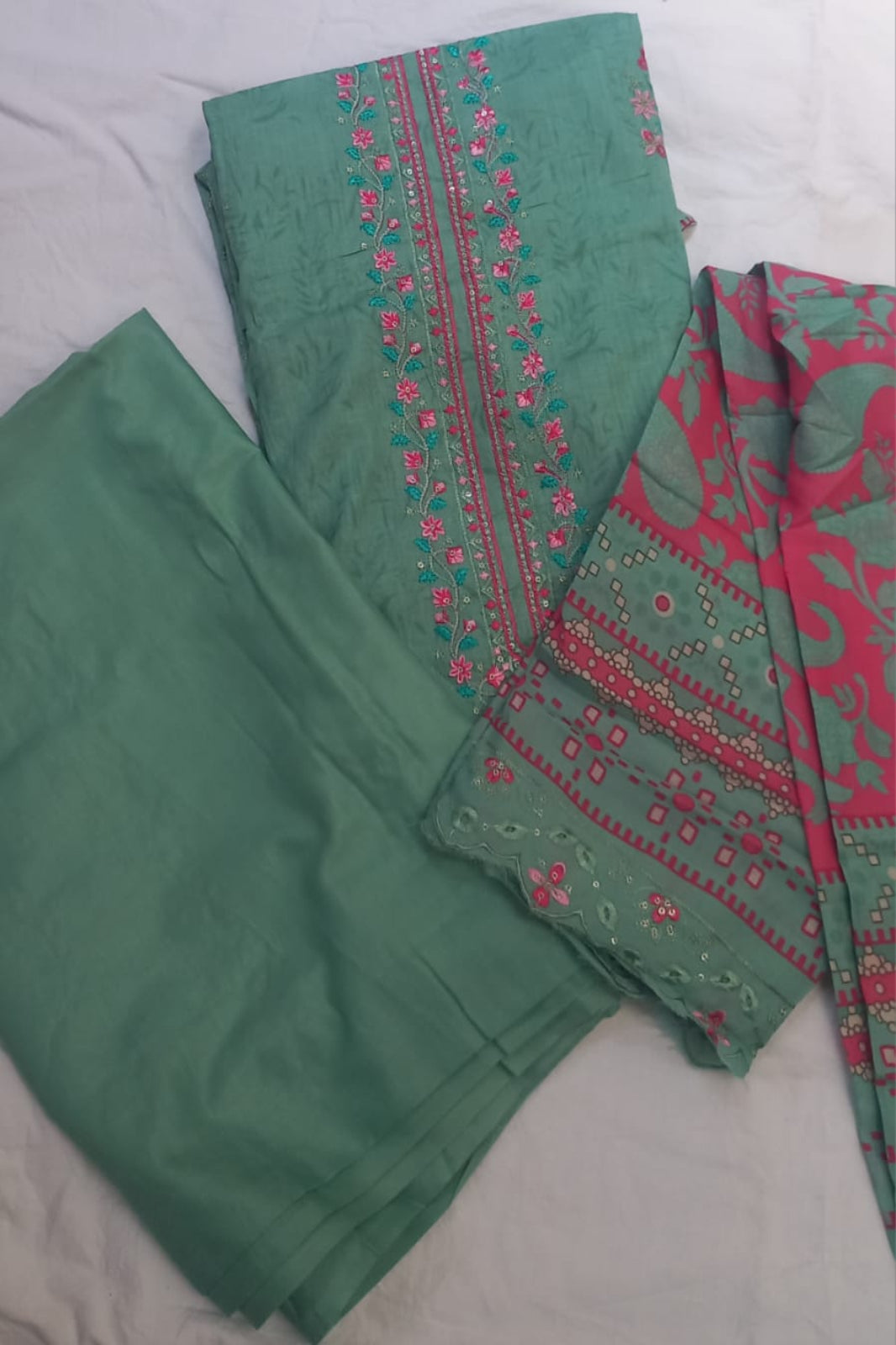 AlZohaib Bin Saeed Green Suit-Unstitched