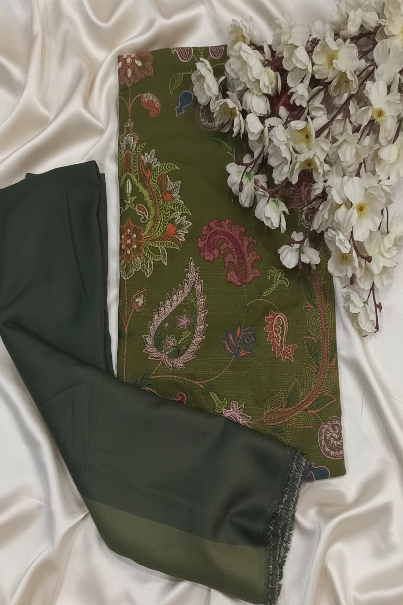 Coco Luxury Olive Green Suit|Soft Premium Fabric