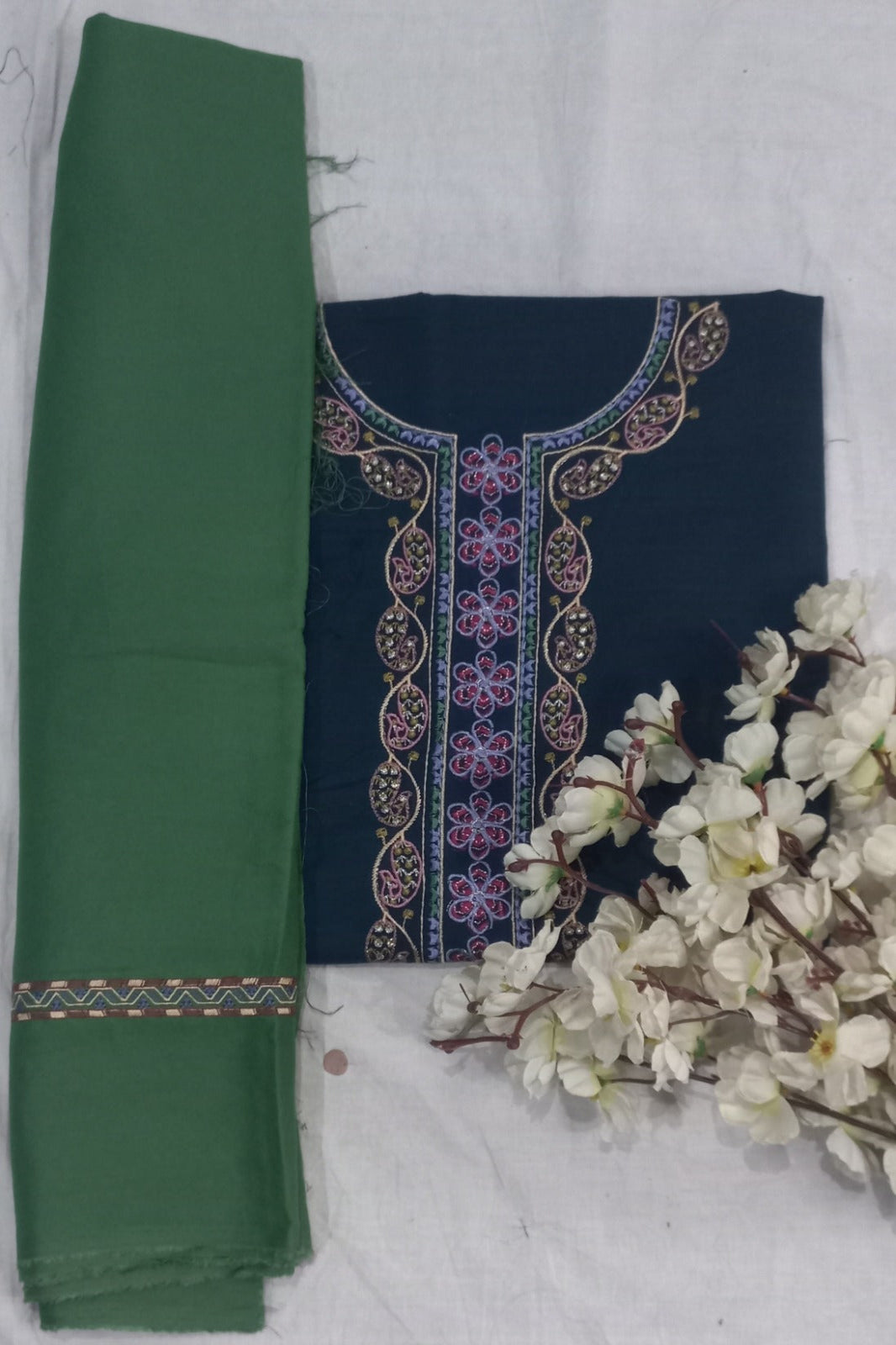 Coco Luxury Lawn Peacock Blue Designer Suit | Soft Premium Fabric