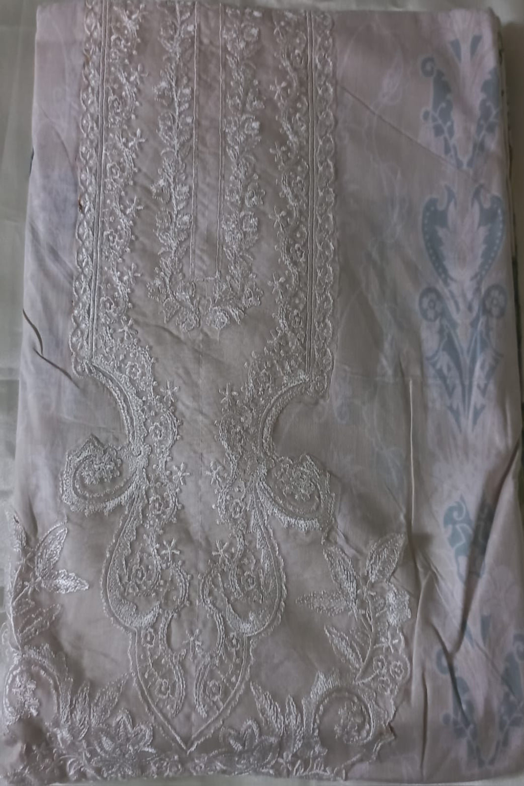 Cosmos Wonder Cream Unstitched Suit - Sabina's Designer Hub