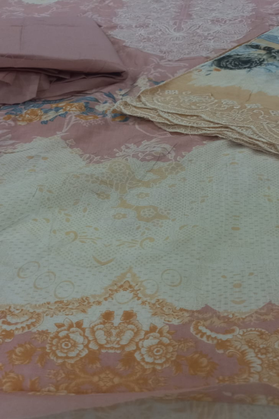 Cosmos Wonder Baby Pink Unstitched Suit - Sabina's Designer Hub"