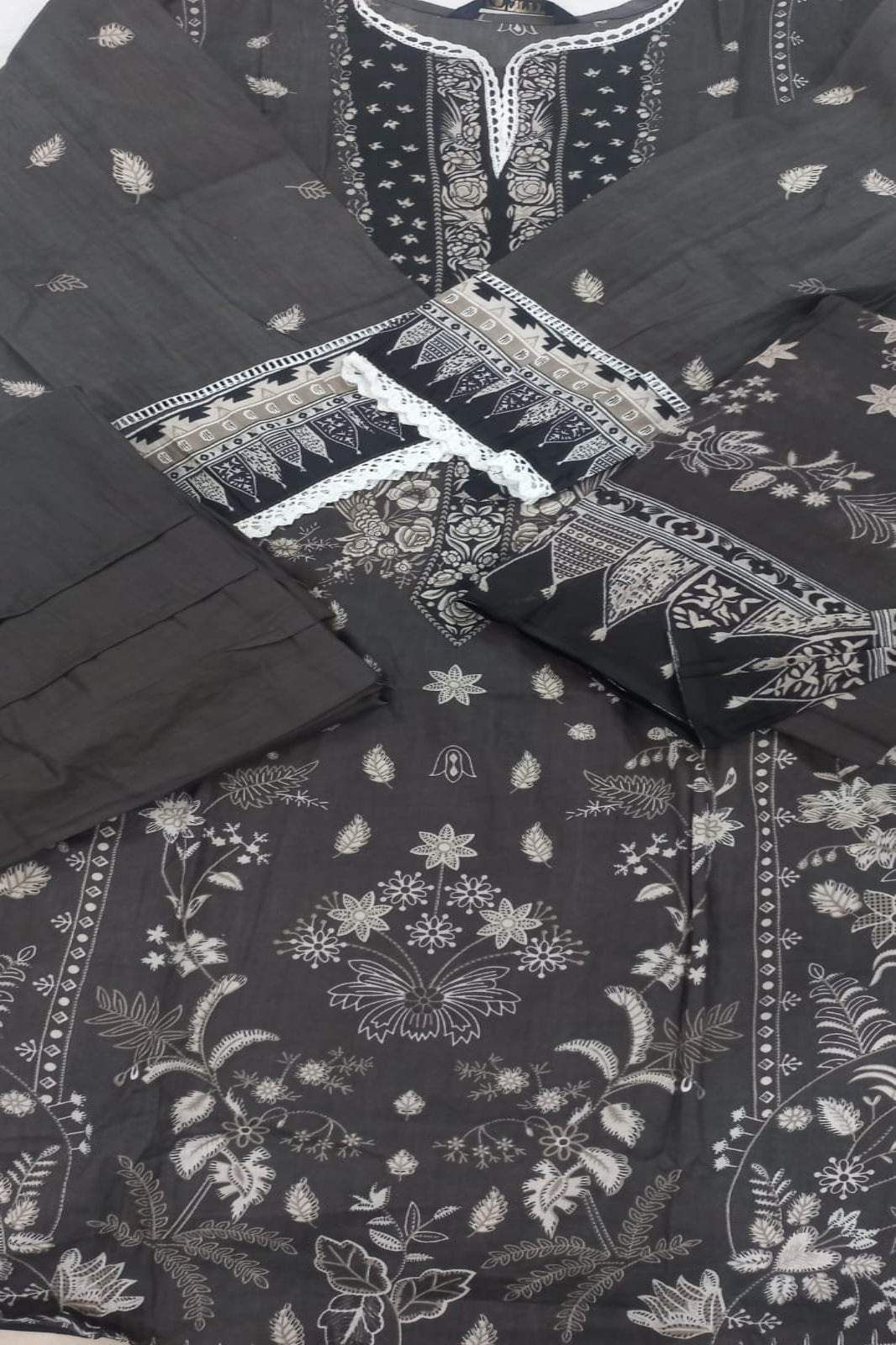 "Ishaal Brown Unstitched Suit - Sabina's Designer Hub"