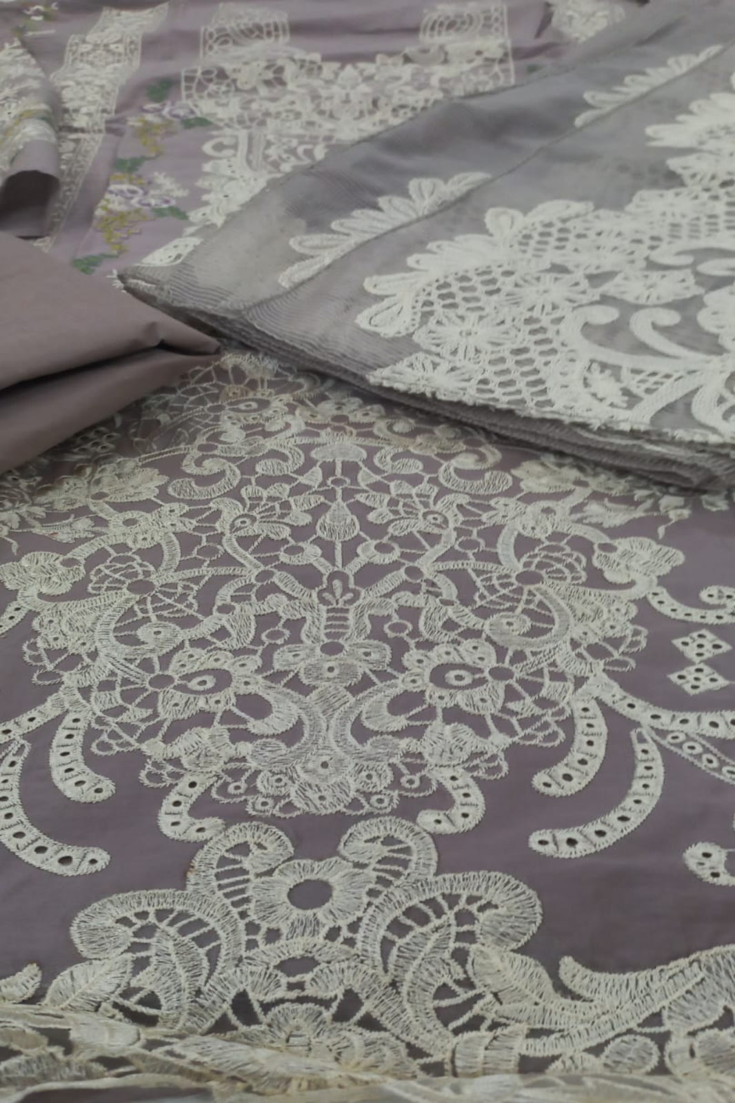Ombre premium light beige ombre suit with cotton lawn bottom