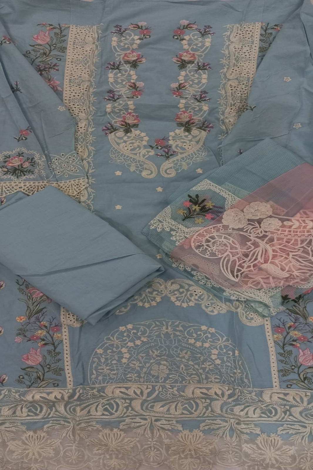 Ombre Sky Blue Suit- Semi-Stitched