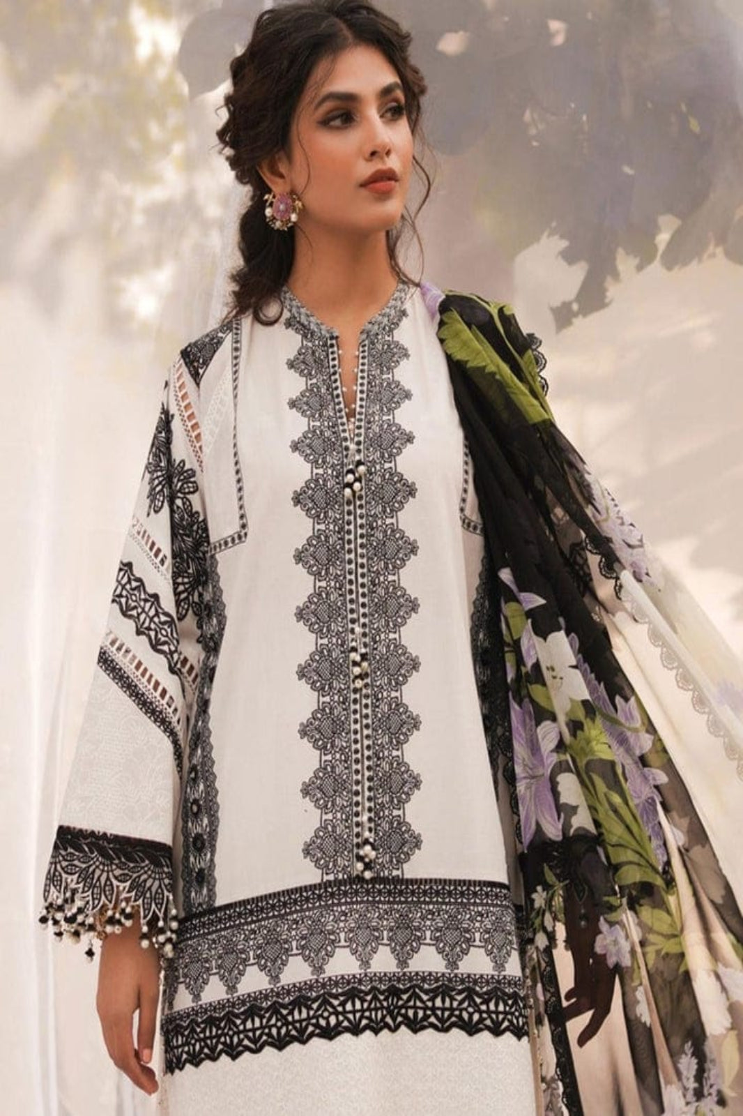 Sana Safinaz Off White Suit-Unstitched