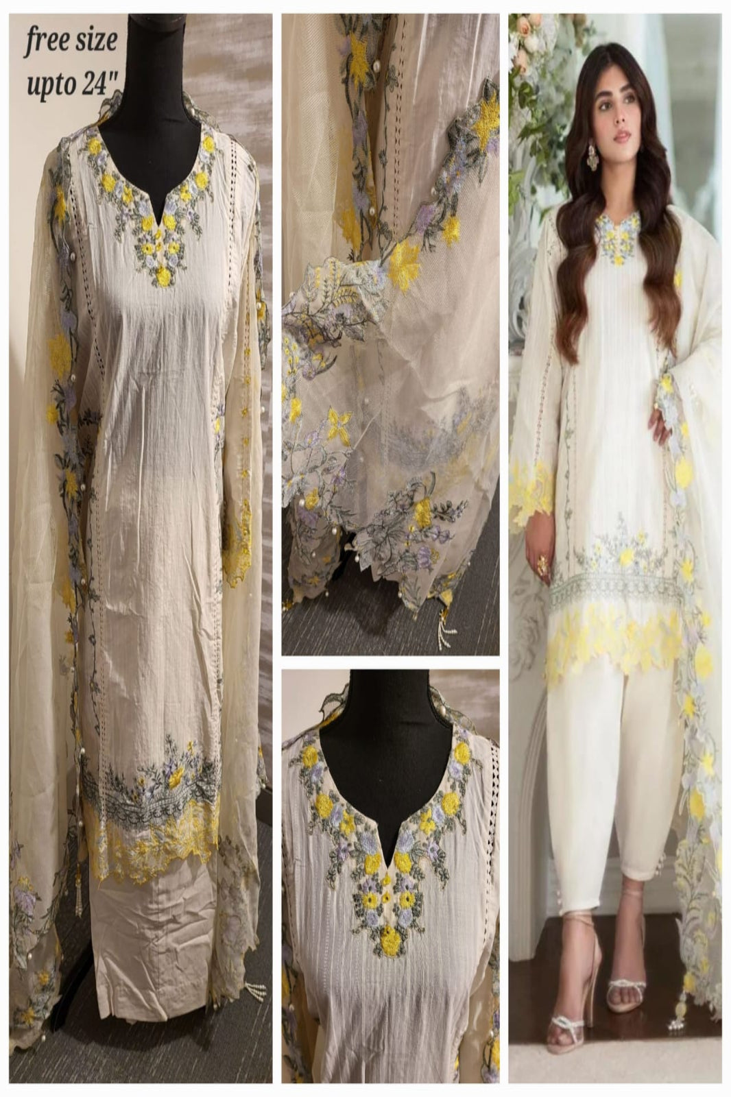 Sana Safinaz White Suit-Unstitched