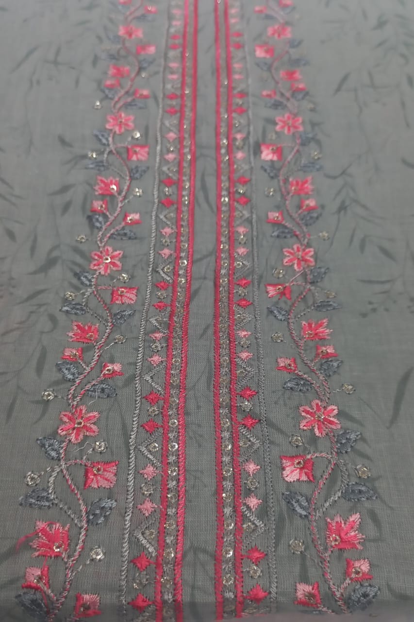 AlZohaib Bin Saeed  Grey Suit-Unstitched