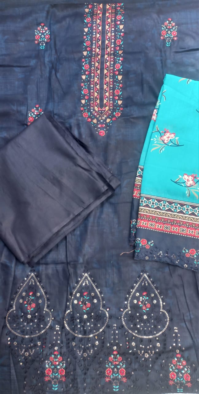 AlZohaib Bin Saeed  dark blue suit- Unstitched