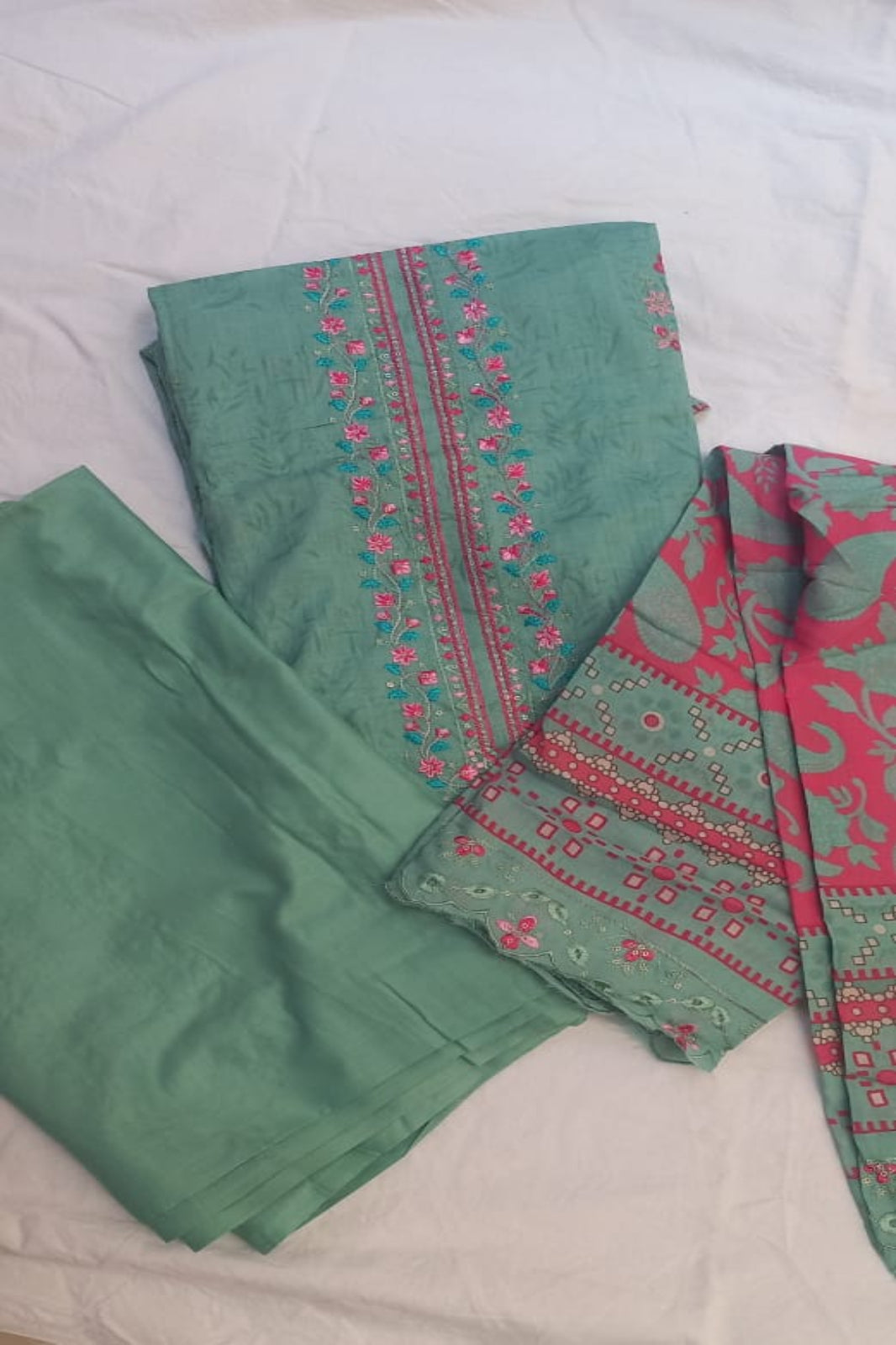 AlZohaib Bin Saeed Green Suit-Unstitched