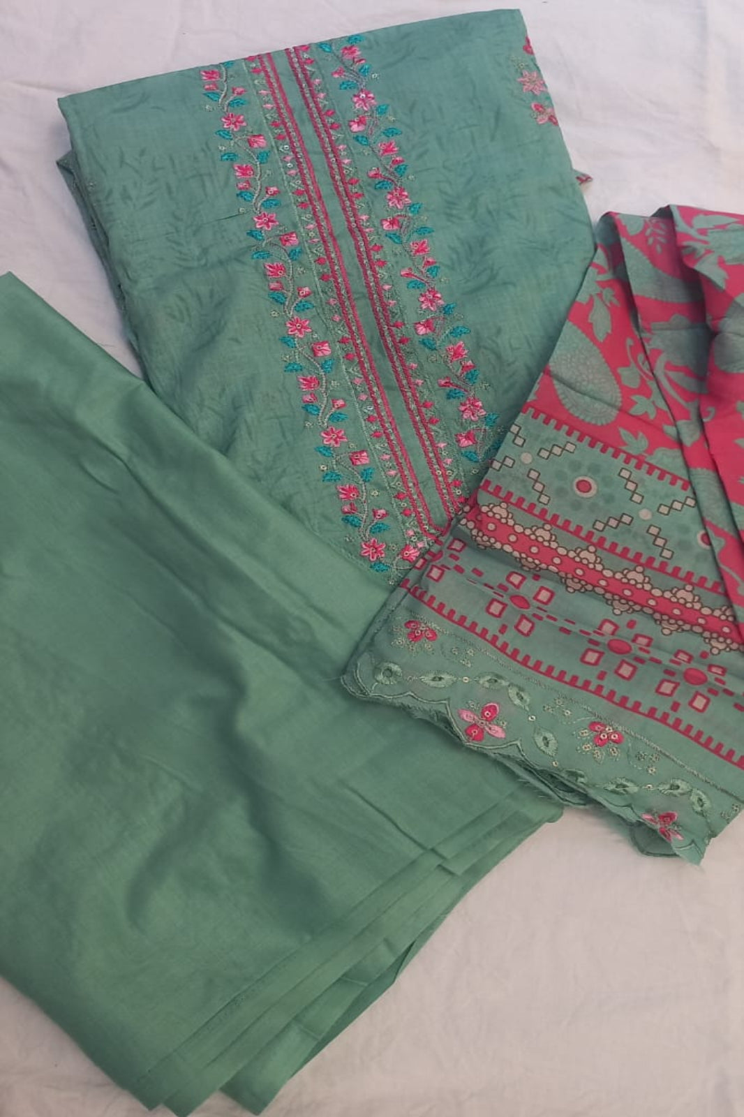 AlZohaib Bin Saeed Green Suit-Unstitched