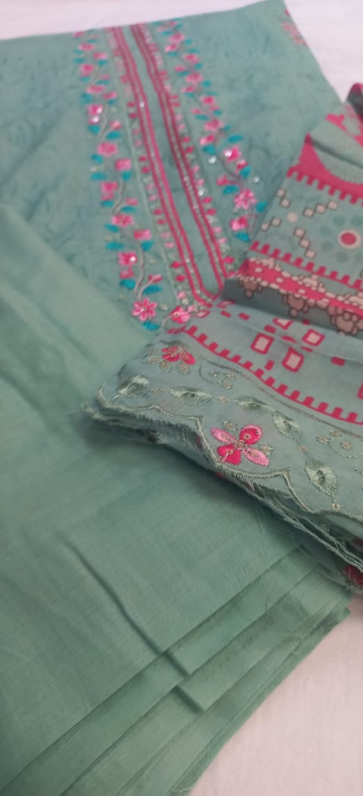 AlZohaib Bin Saeed Green Suit-Unstitched