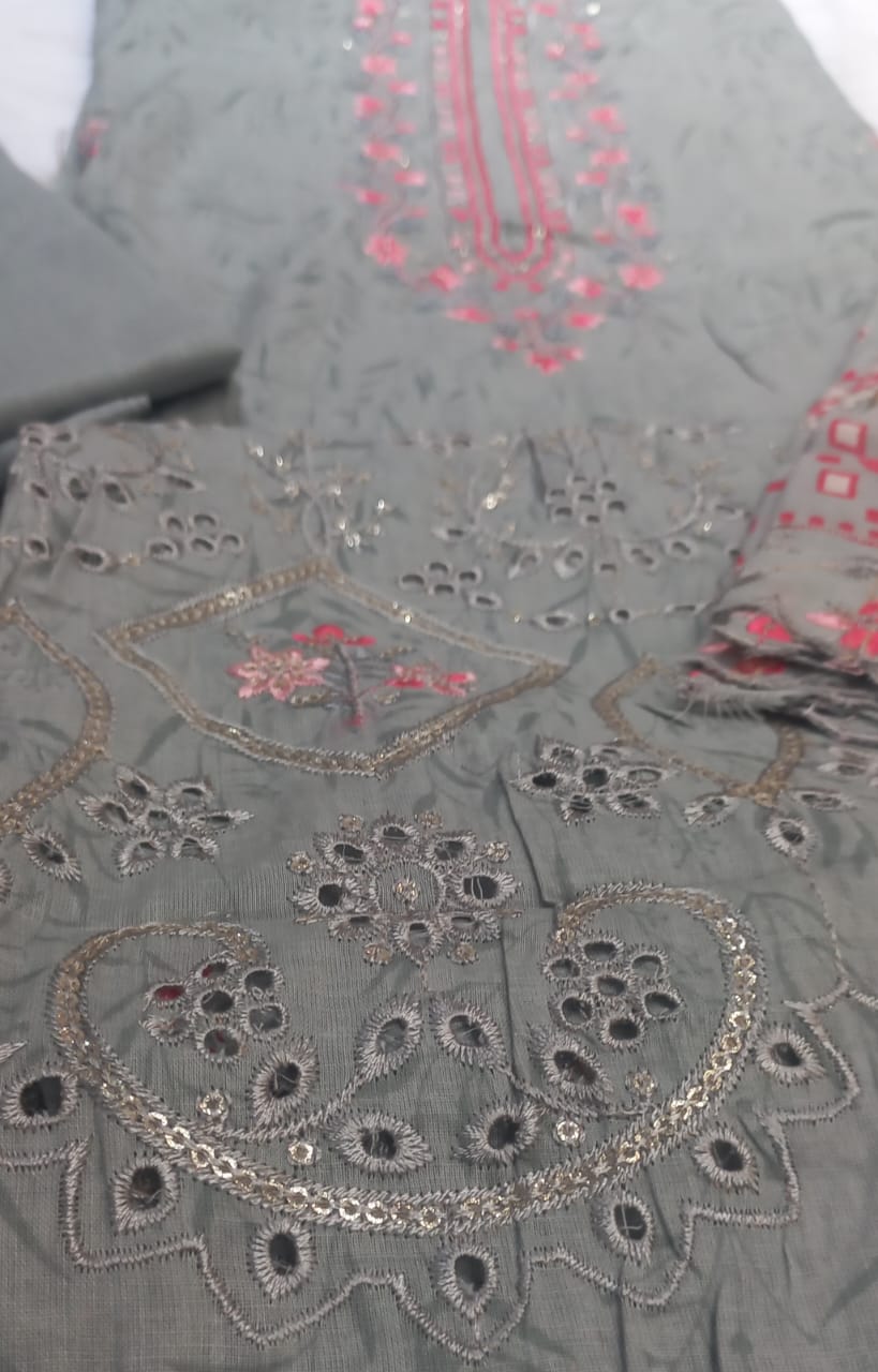 AlZohaib Bin Saeed  Grey Suit-Unstitched