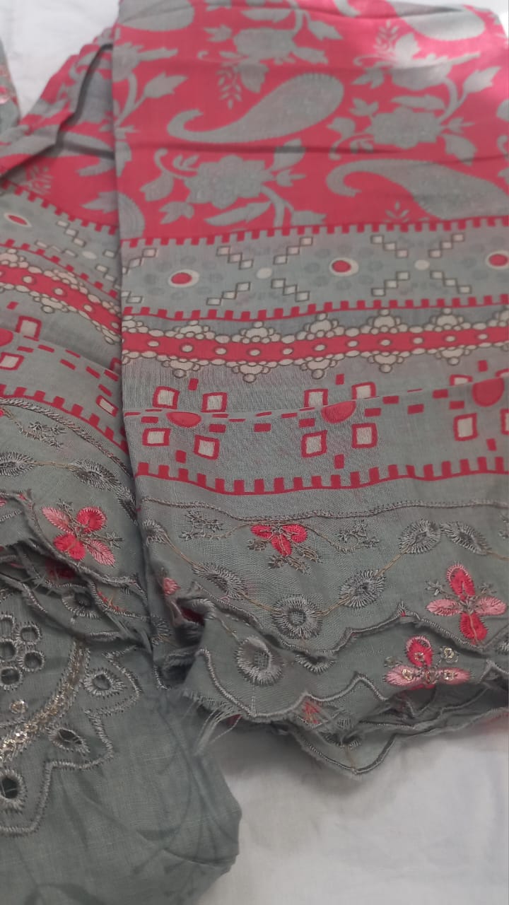 AlZohaib Bin Saeed  Grey Suit-Unstitched