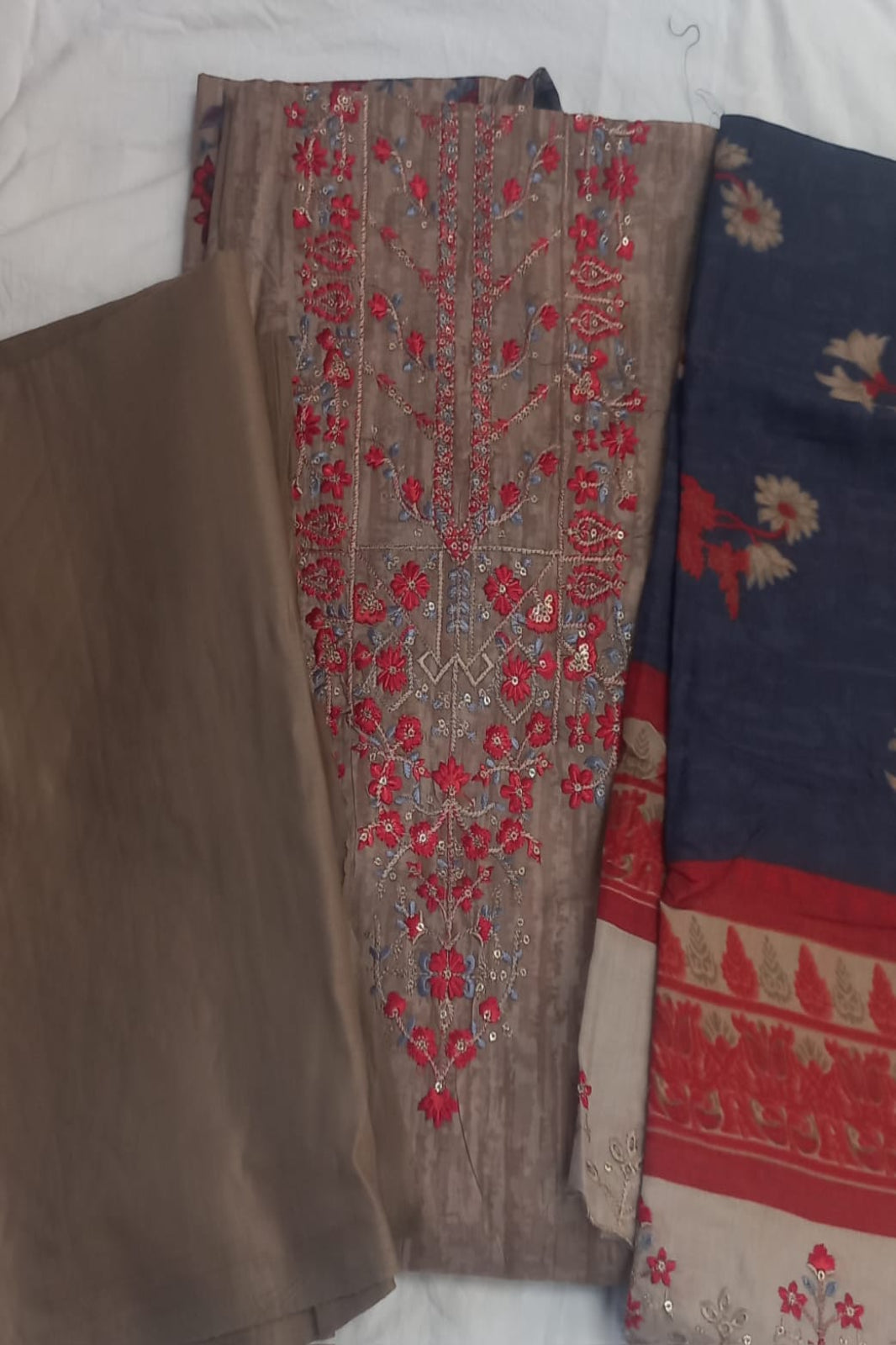 AlZohaib Bin Saeed  Khaki Suit-Unstitched