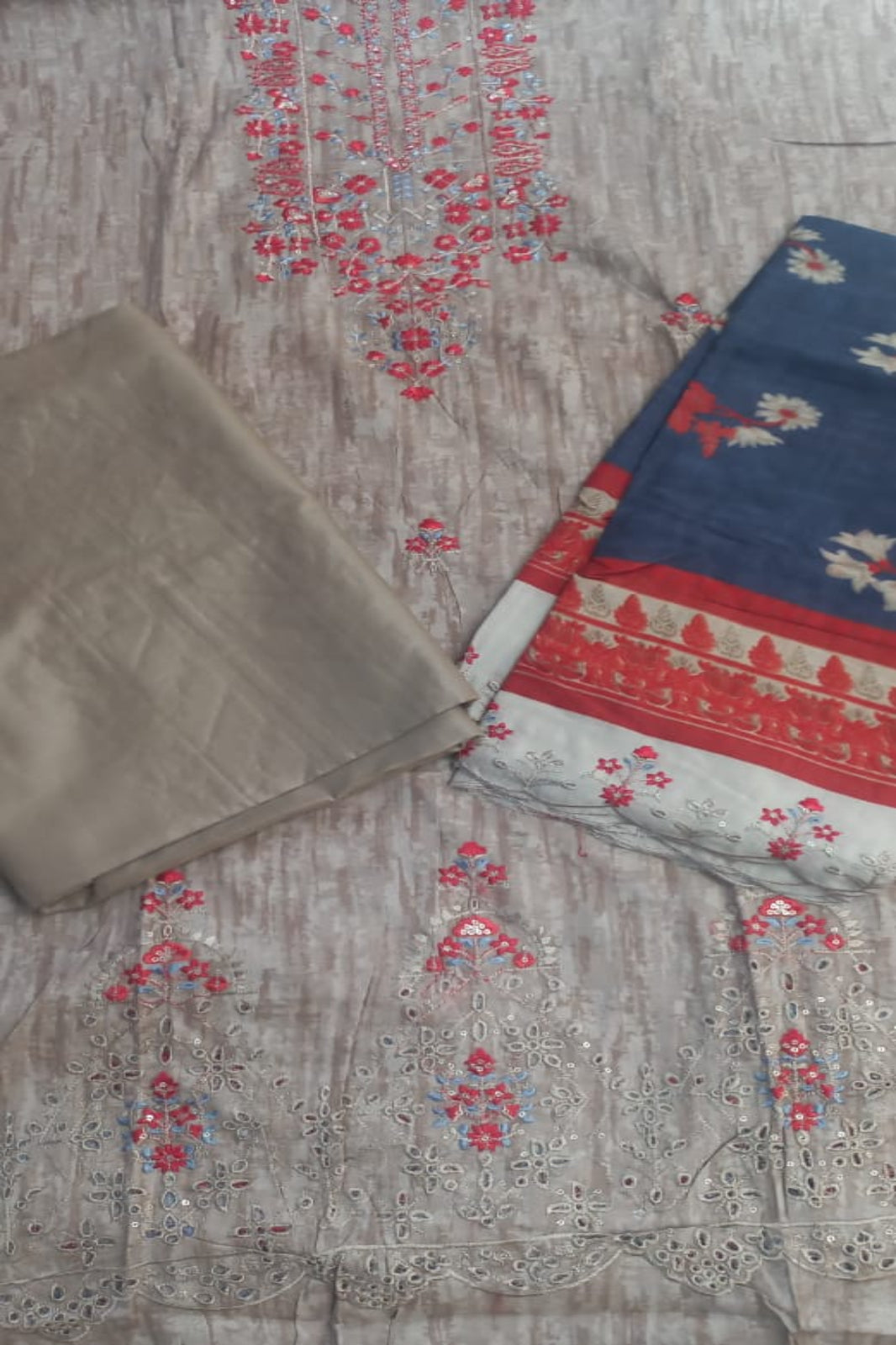 AlZohaib Bin Saeed  Khaki Suit-Unstitched