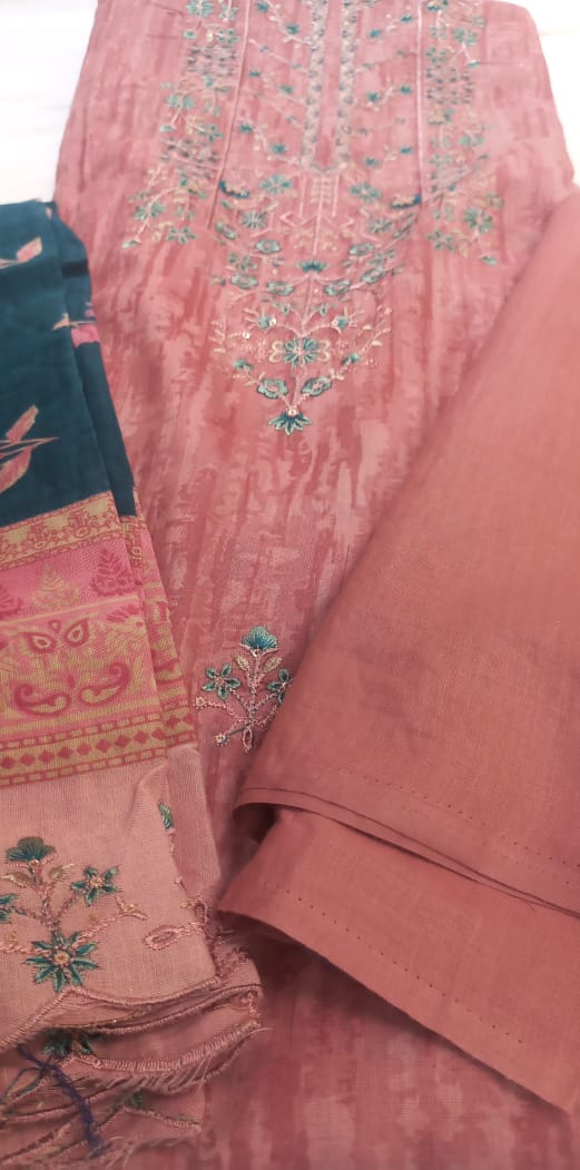 AlZohaib Bin Saeed Pink Suit-Unstitched
