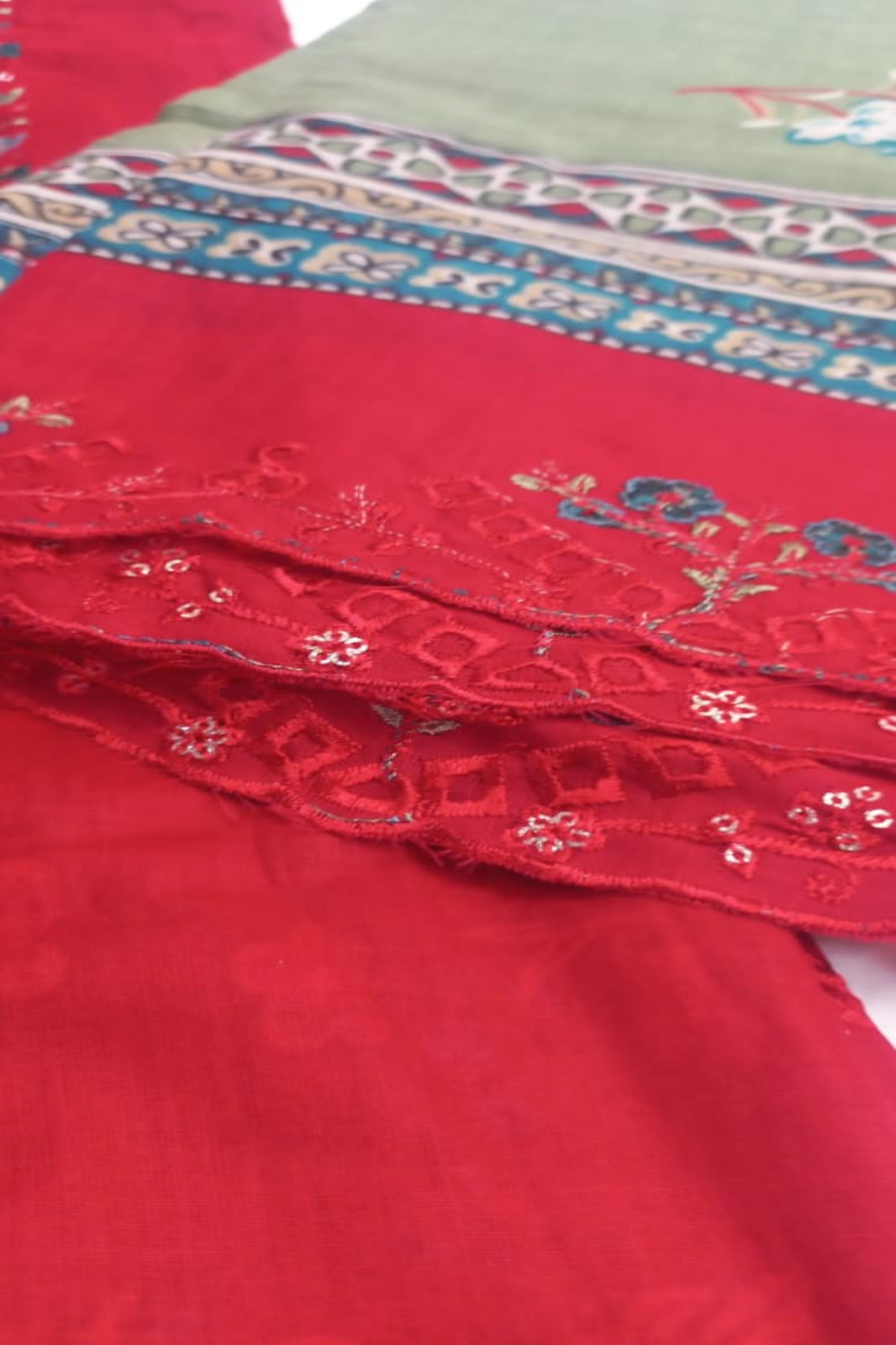 AlZohaib Bin Saeed  Red Suit-Unstitched