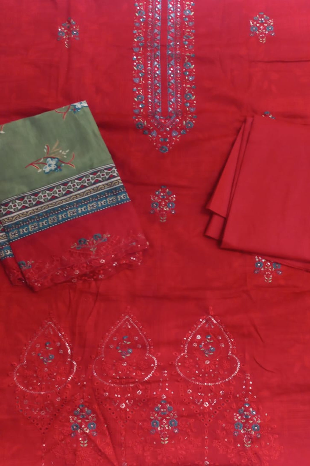 AlZohaib Bin Saeed  Red Suit-Unstitched