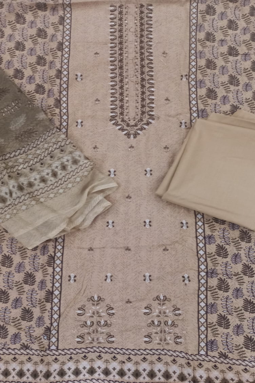 Al-Zohaib Beige Suit-Unstitched