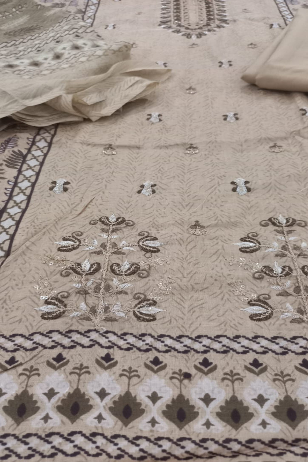 Al-Zohaib Beige Suit-Unstitched