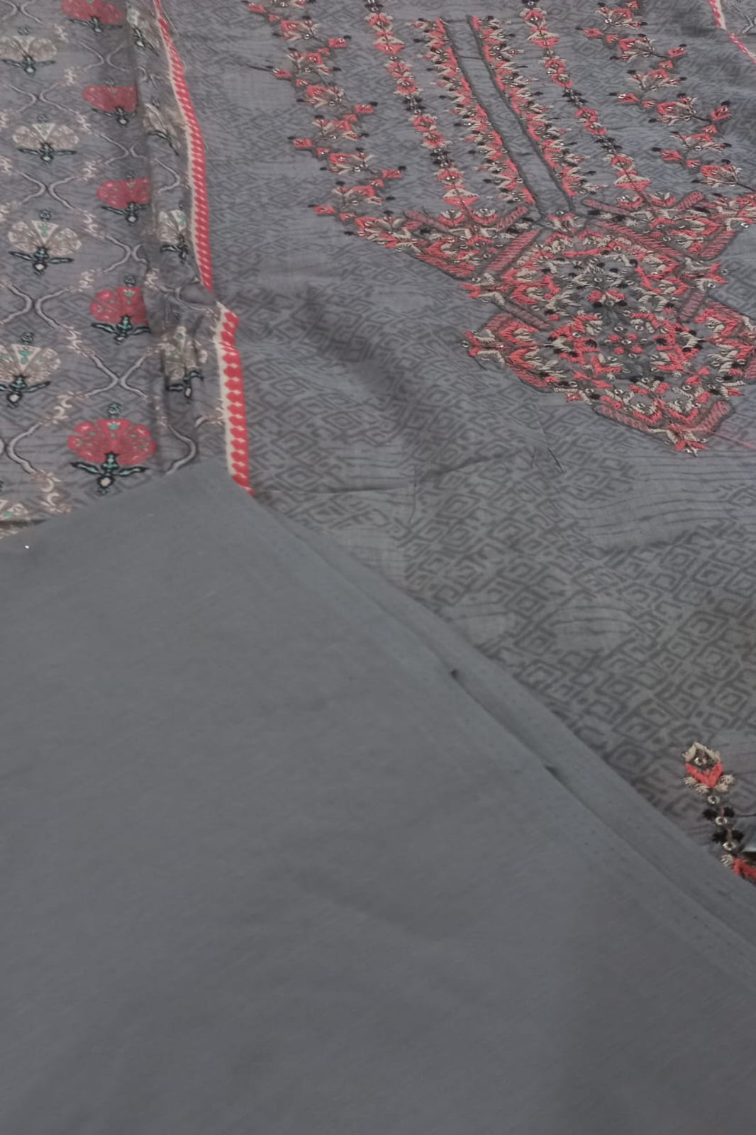 Al-Zohaib Grey Pink suit-unstitched