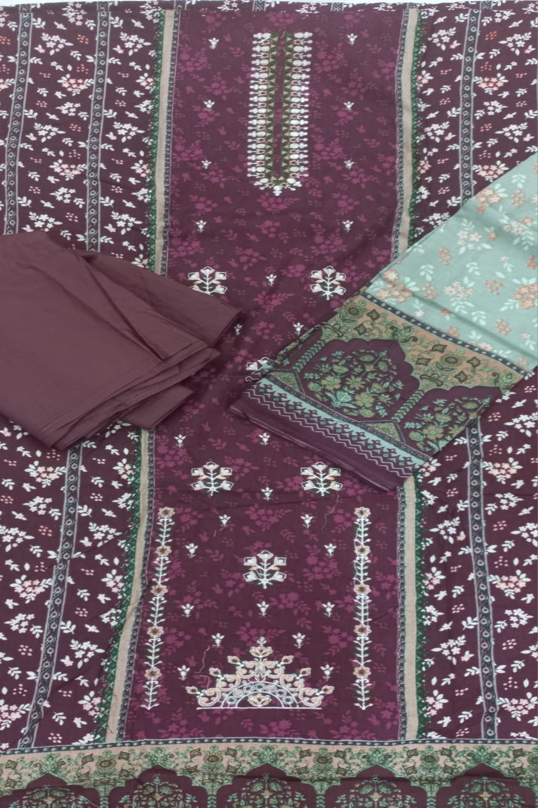 Al-Zohaib Marron Suit -Unstitched