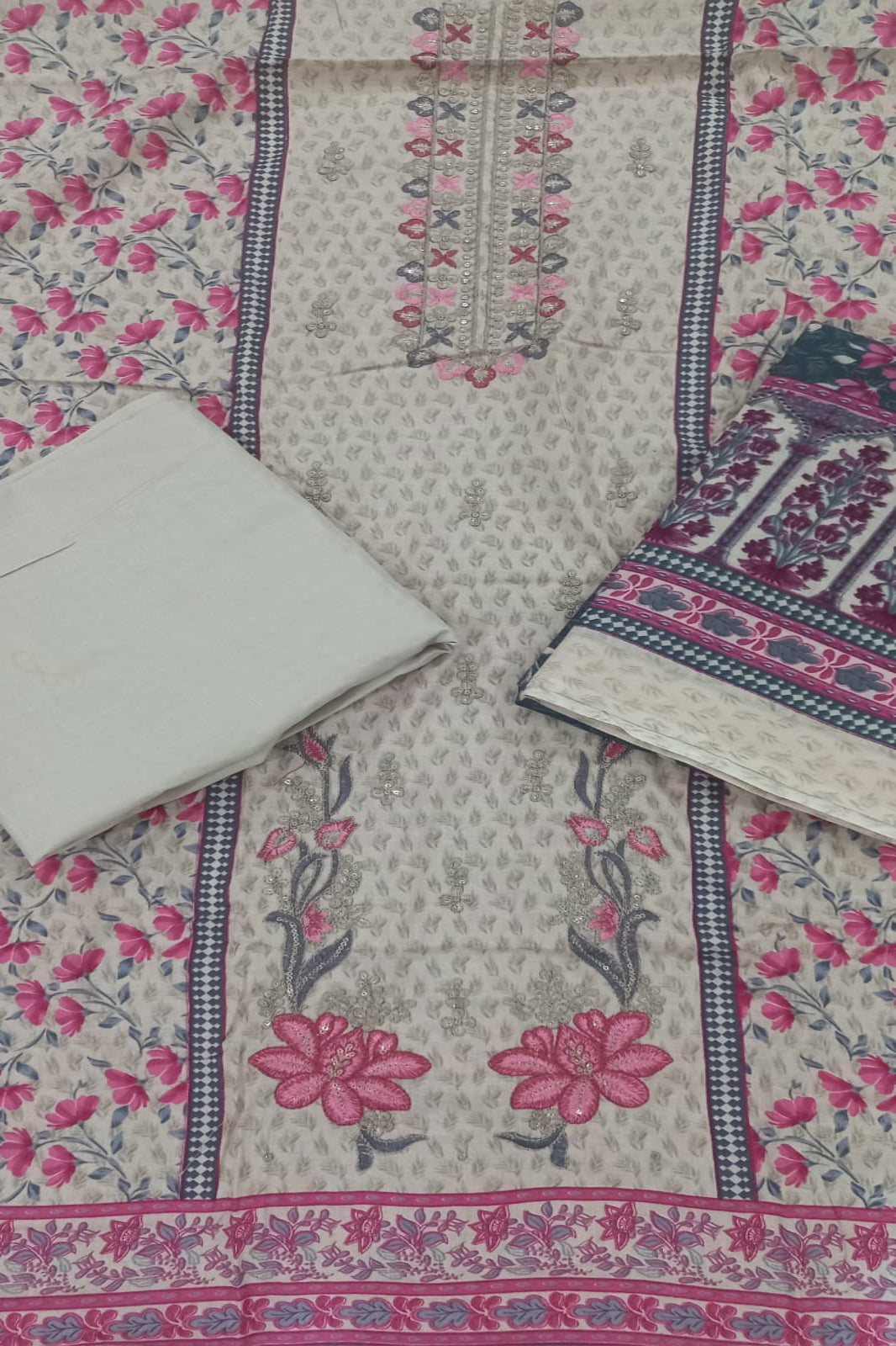 Al-Zohaib Rose Pink Suit-Unstitched