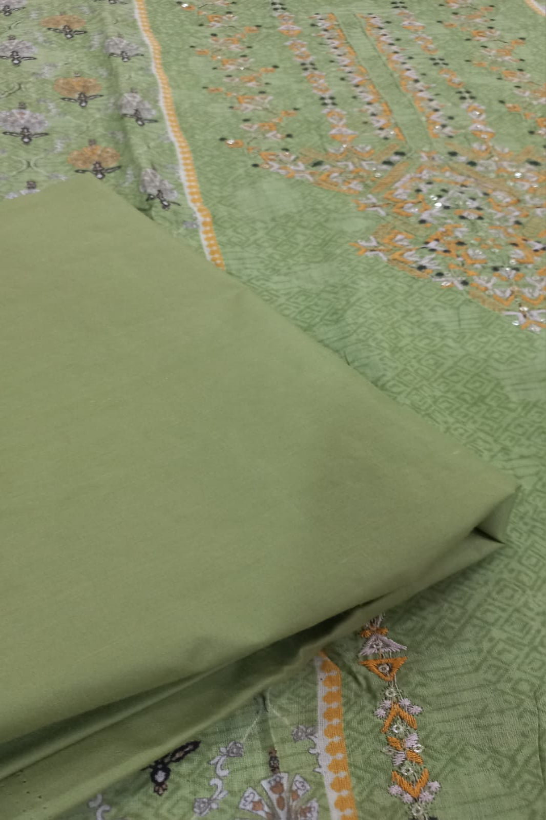 Al-Zohaib Yellow Green Suit-Unstitched