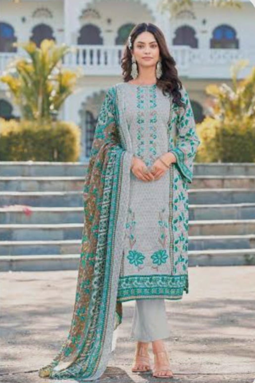 Al-Zohaib Greenish Blue Suit-Unstitched