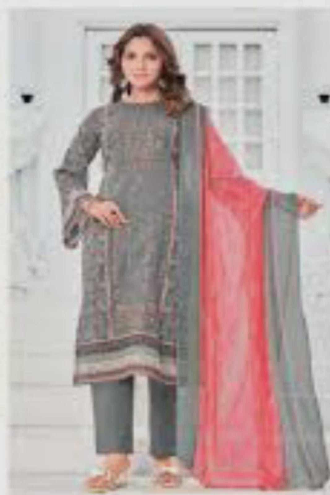 Al-Zohaib Grey Pink suit-unstitched