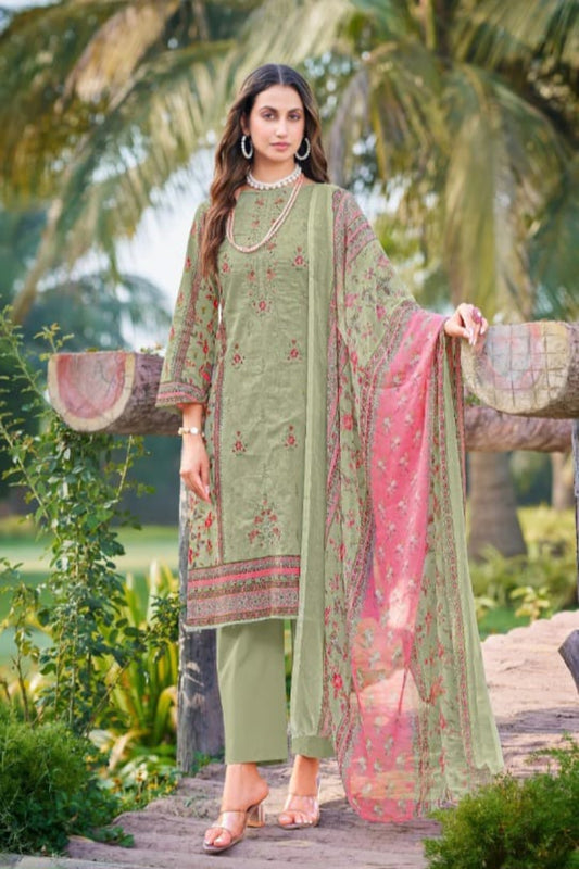 Al-Zohaib Light Green Suit-Unstitched