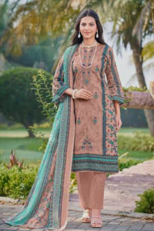 Al-Zohaib Light Peach Suit-Unstitched