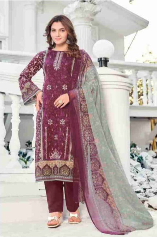 Al-Zohaib Marron Suit -Unstitched