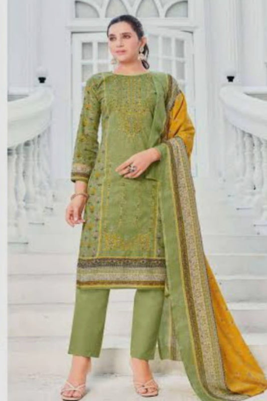 Al-Zohaib Yellow Green Suit-Unstitched