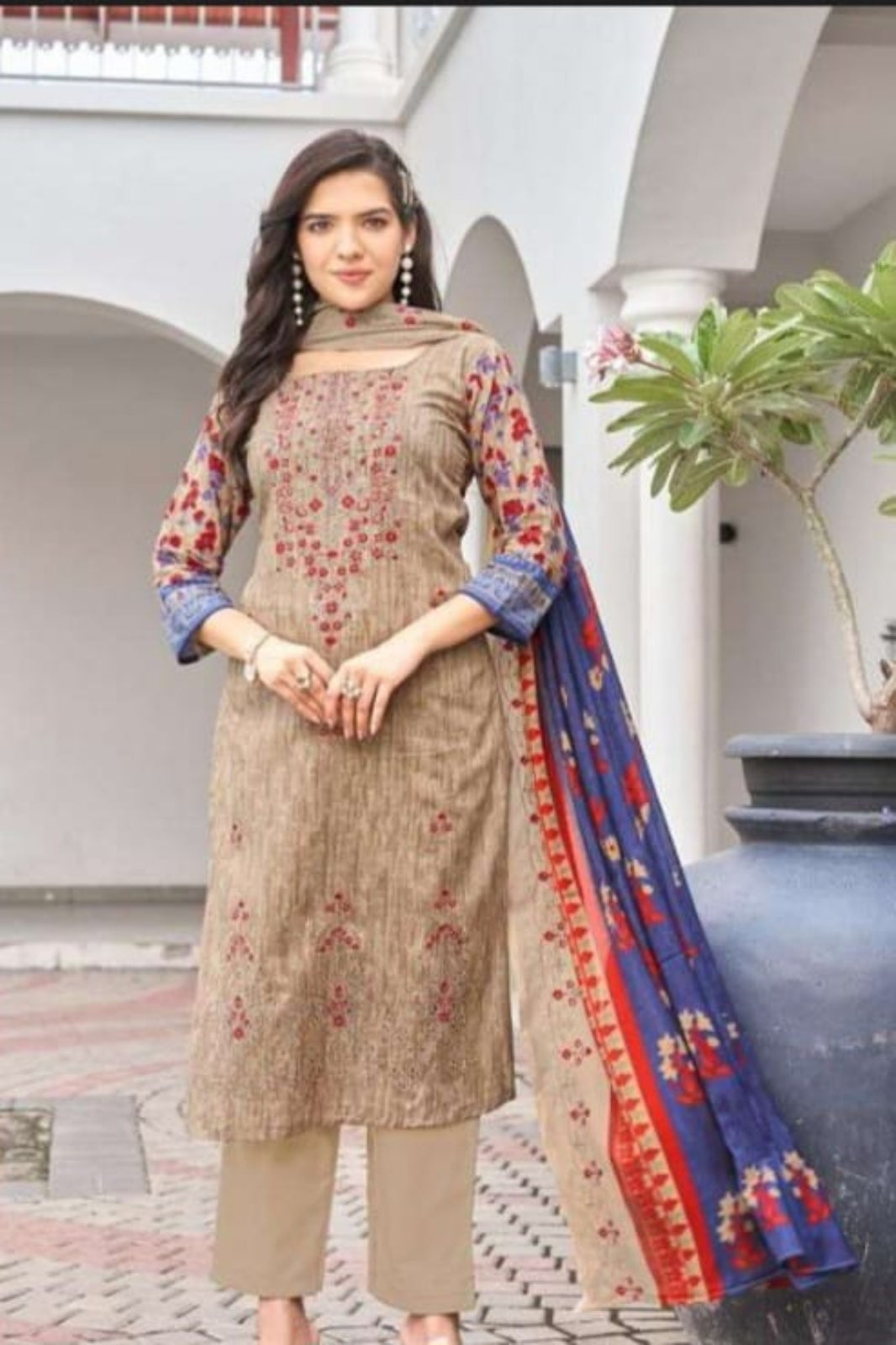 AlZohaib Bin Saeed  Khaki Suit-Unstitched