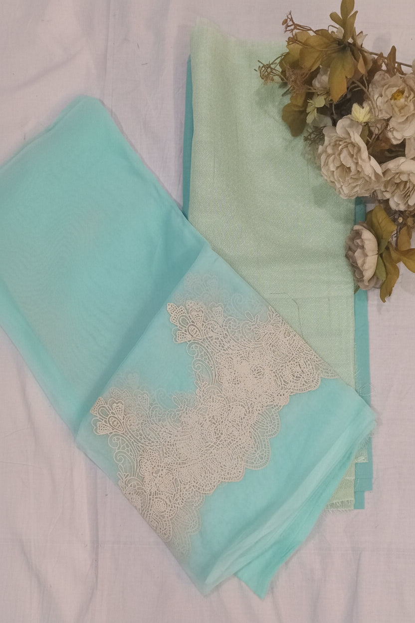 Premium Ice Blue  Festive Suit-Unstitched