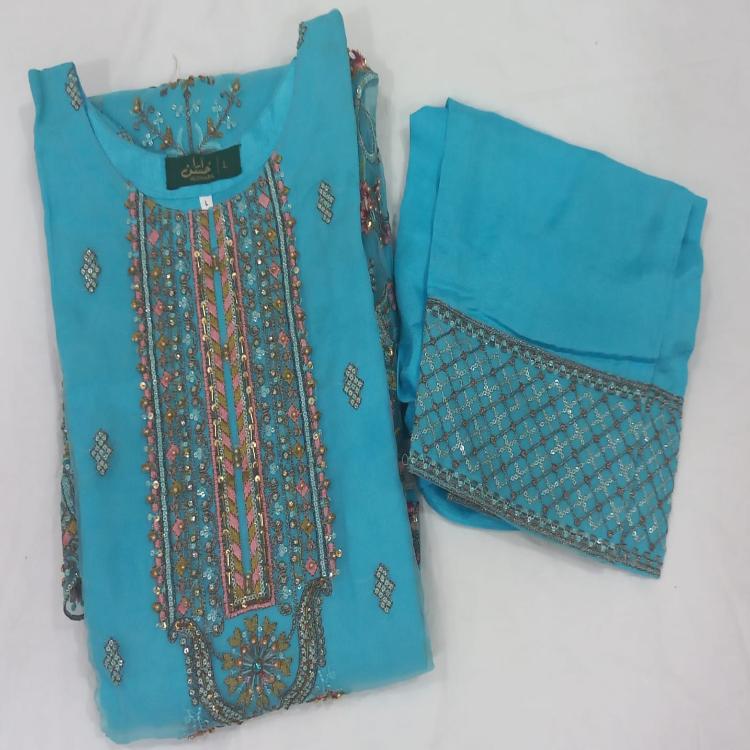 Blue Chiffon Readymade Suit