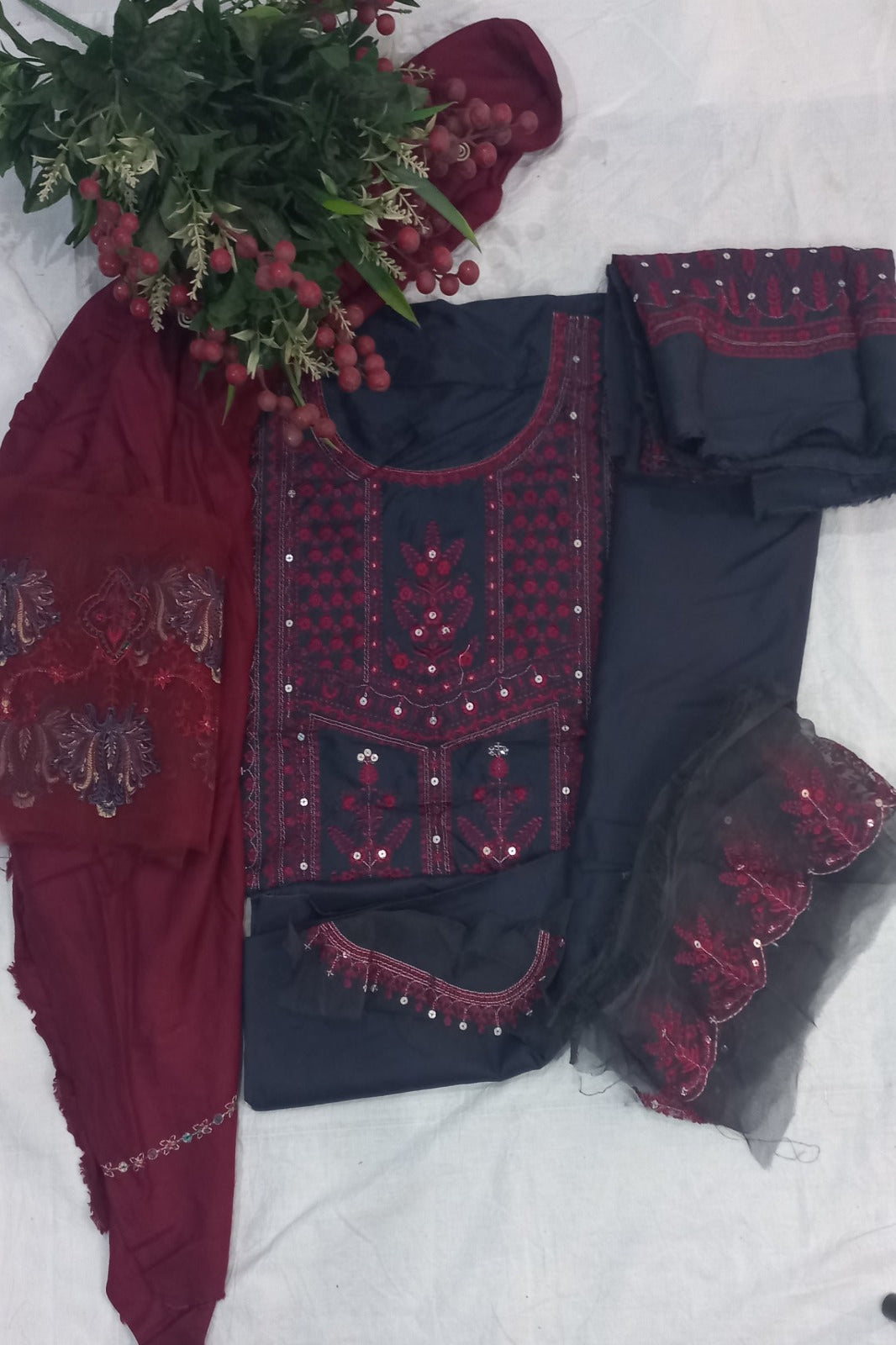 Coco Luxury Dark Grey Designer Suit|Soft Premium Fabric