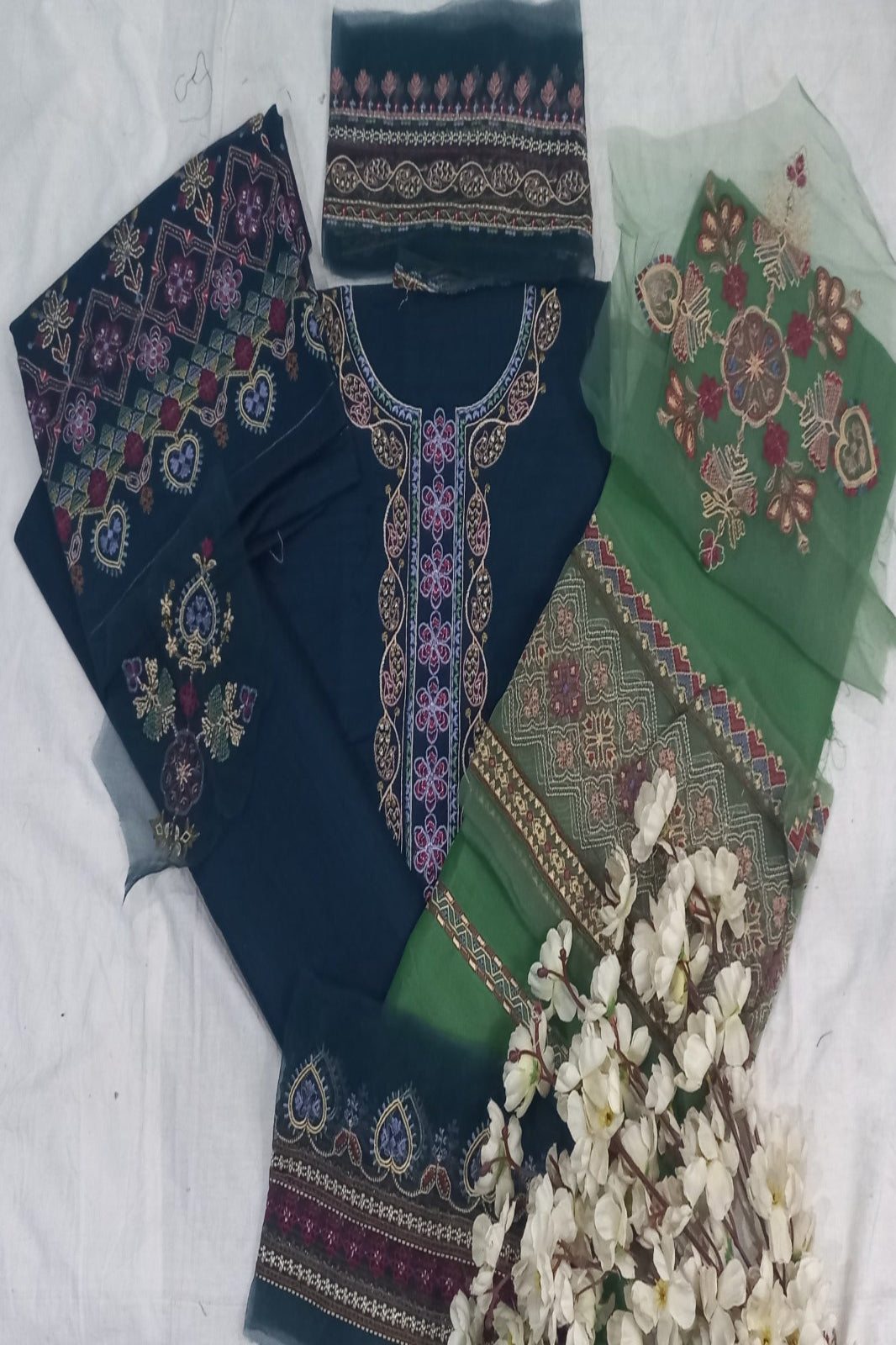 Coco Luxury Lawn Peacock Blue Designer  Suit   | Soft Premium Fabric