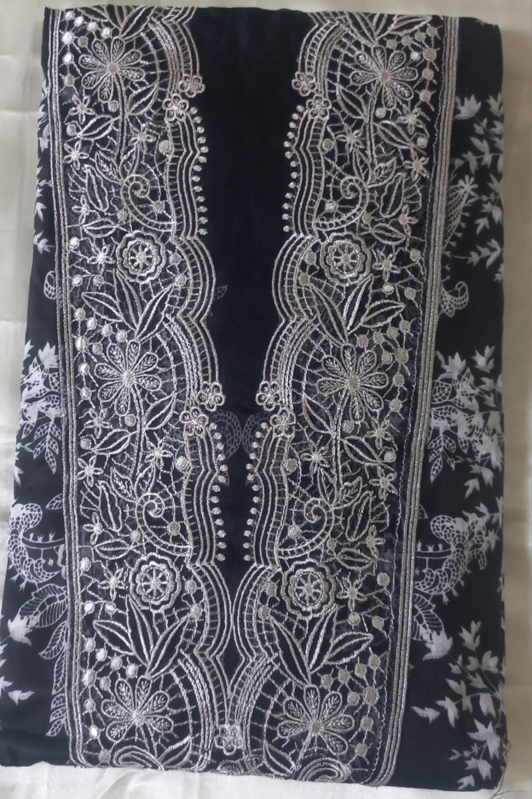 Cosmos Wonder Cream Unstitched Suit - Sabina's Designer Hub