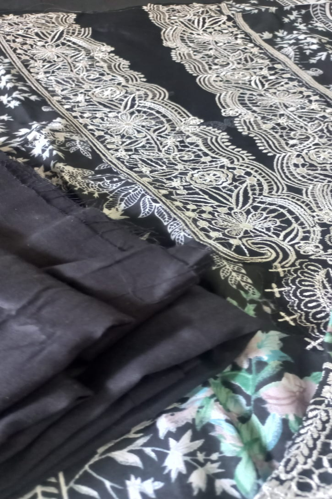 Cosmos Wonder Cream Unstitched Suit - Sabina's Designer Hub