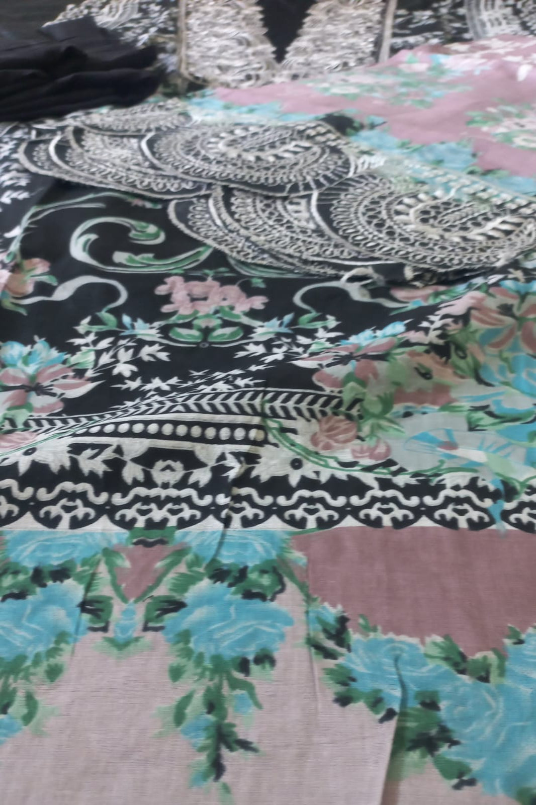 Cosmos Wonder Cream Unstitched Suit - Sabina's Designer Hub