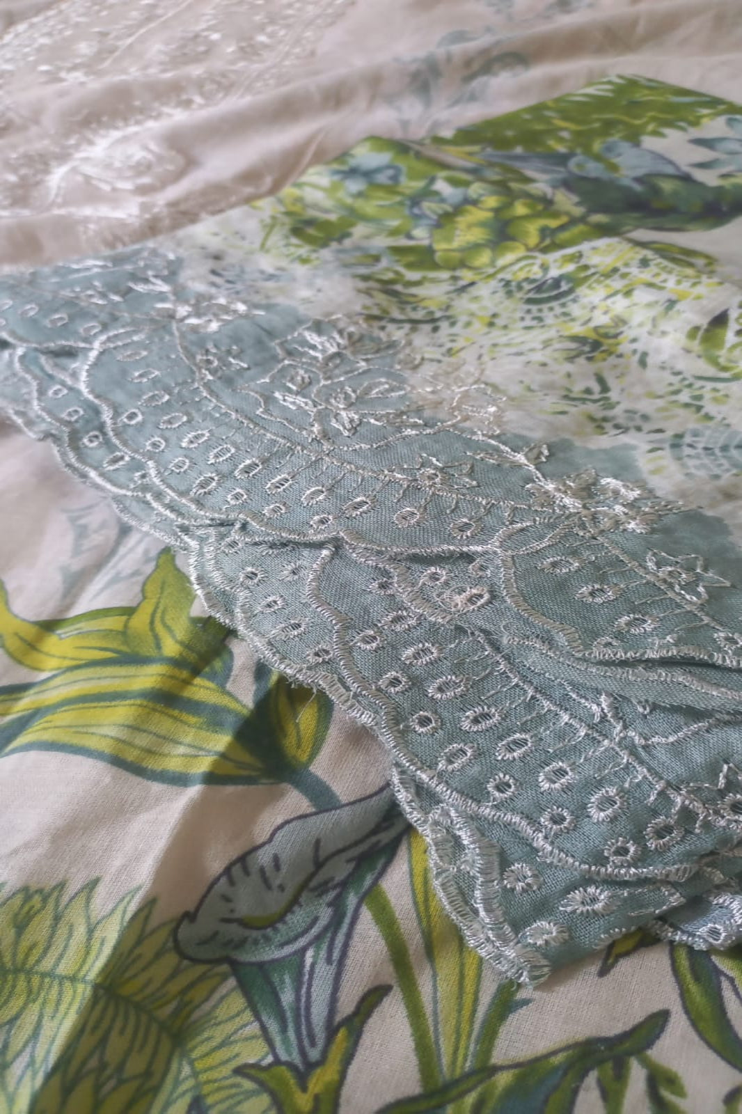 Cosmos Wonder Sea Green Unstitched Suit - Sabina's Designer Hub