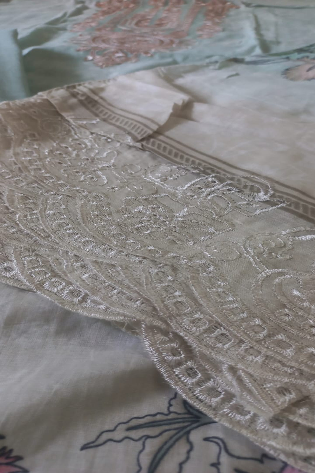 Cosmos Wonder Light Sea Green Unstitched Suit - Sabina's Designer Hub"