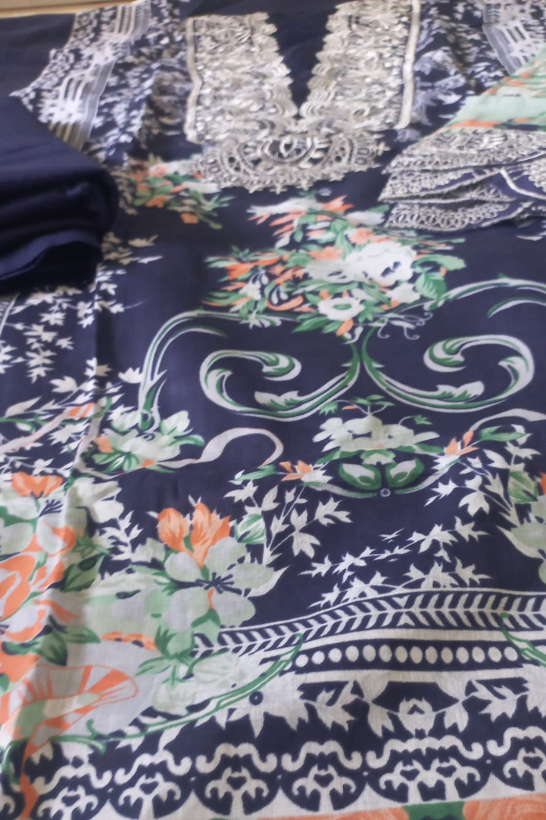 Cosmos Wonder Navy Blue Unstitched Suit - Sabina's Designer Hub