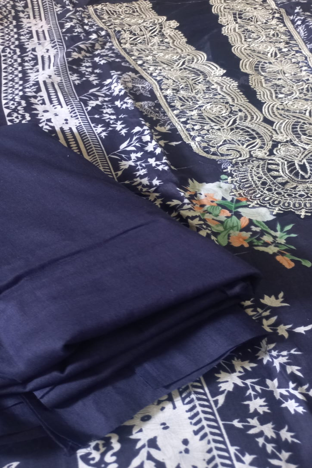 Cosmos Wonder Navy Blue Unstitched Suit - Sabina's Designer Hub