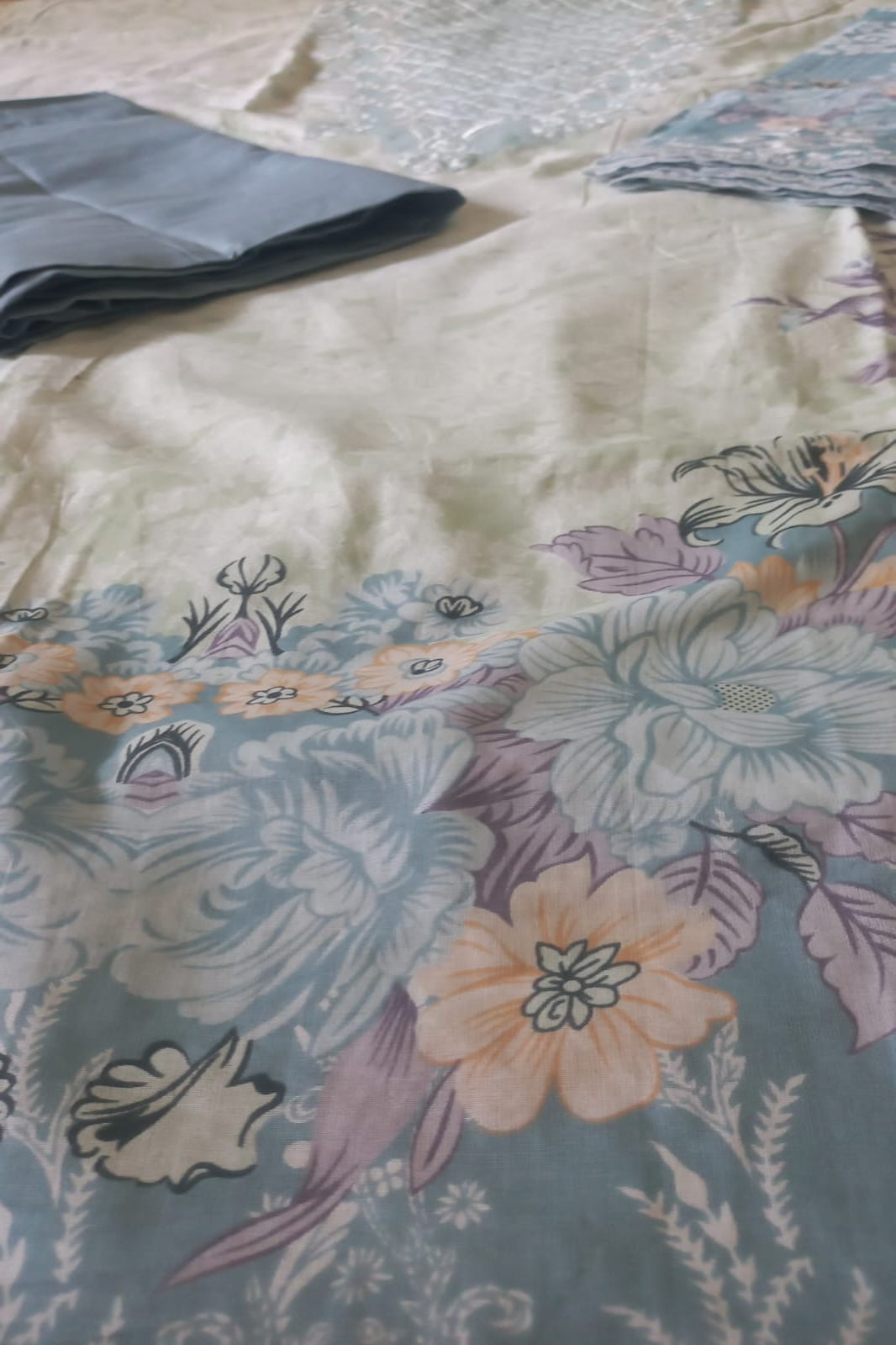 Cosmos Wonder Sea Green Unstitched Suit - Sabina's Designer Hub