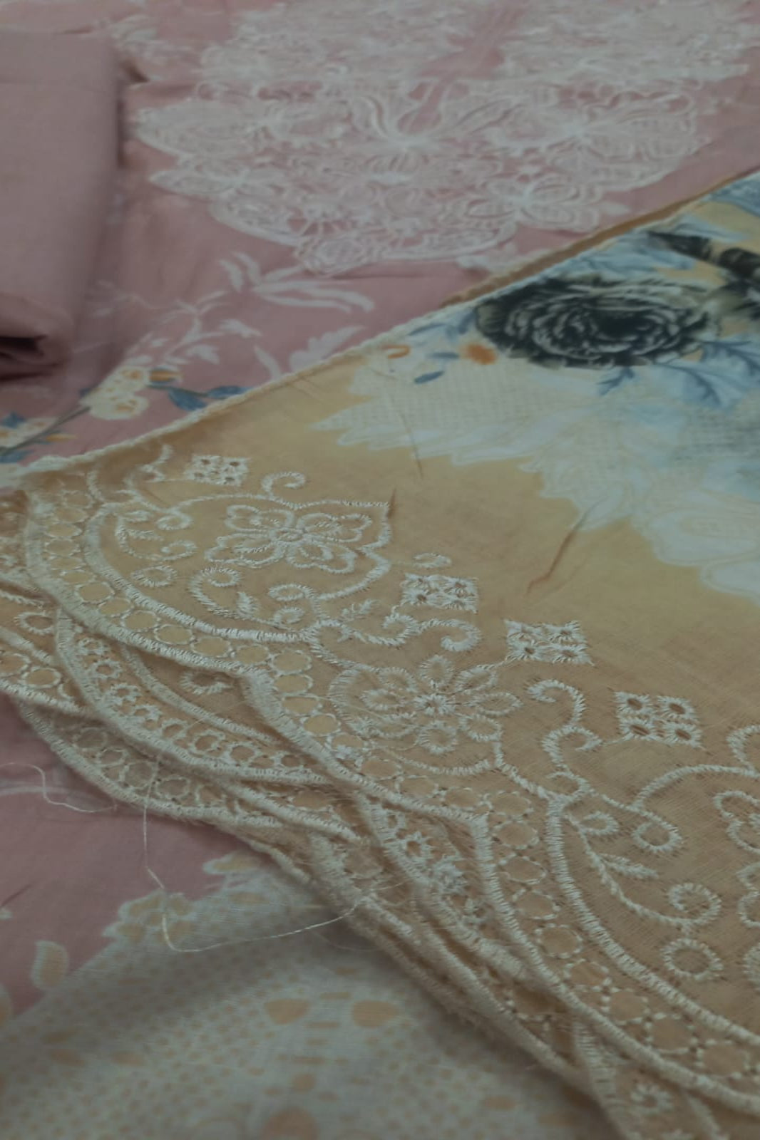 Cosmos Wonder Baby Pink Unstitched Suit - Sabina's Designer Hub"