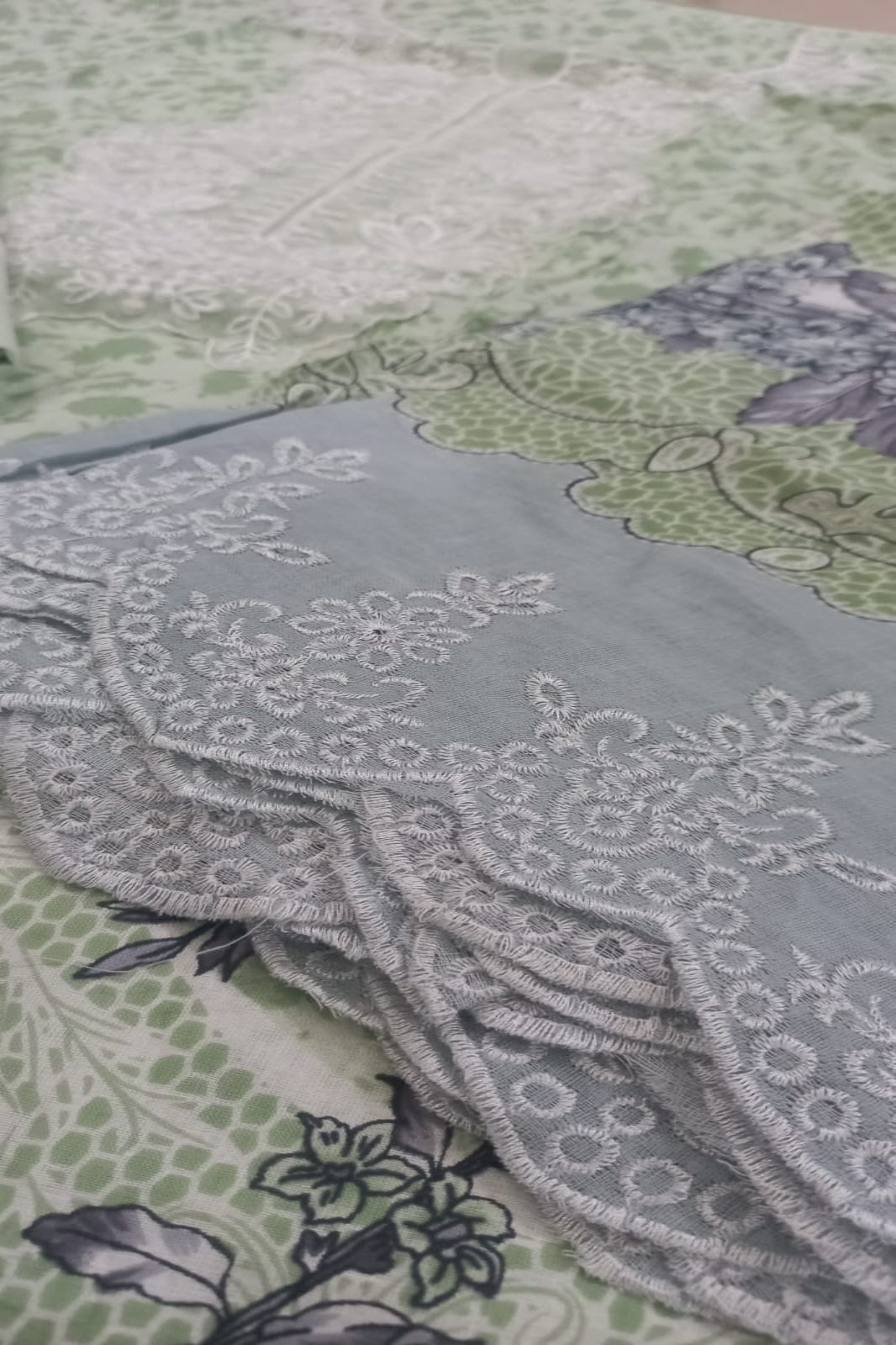 Cosmos Wonder Light Green Unstitched Suit - Sabina's Designer Hub"

