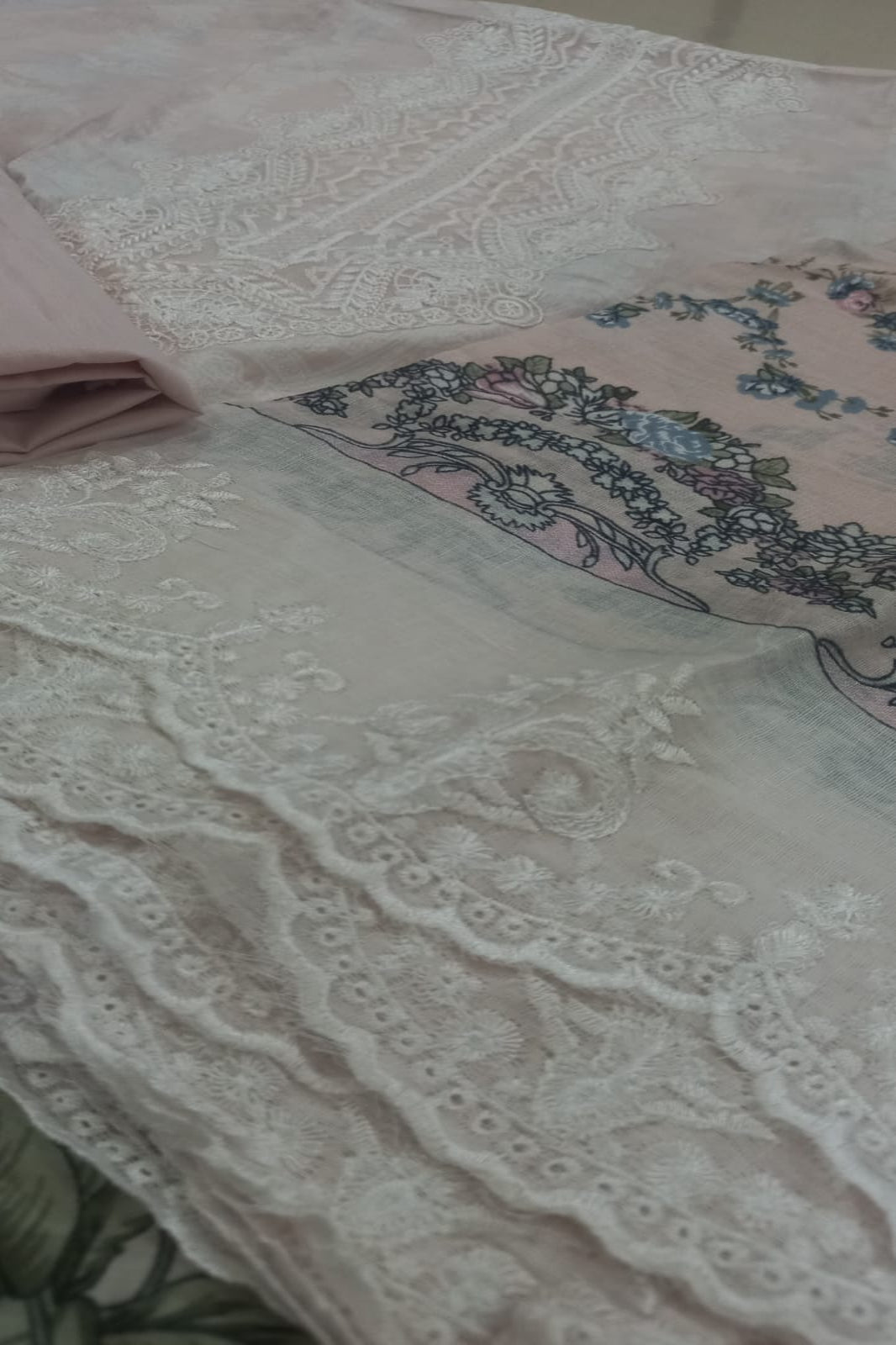 Cosmos Wonder Pastel Pink Unstitched Suit - Sabina's Designer Hub